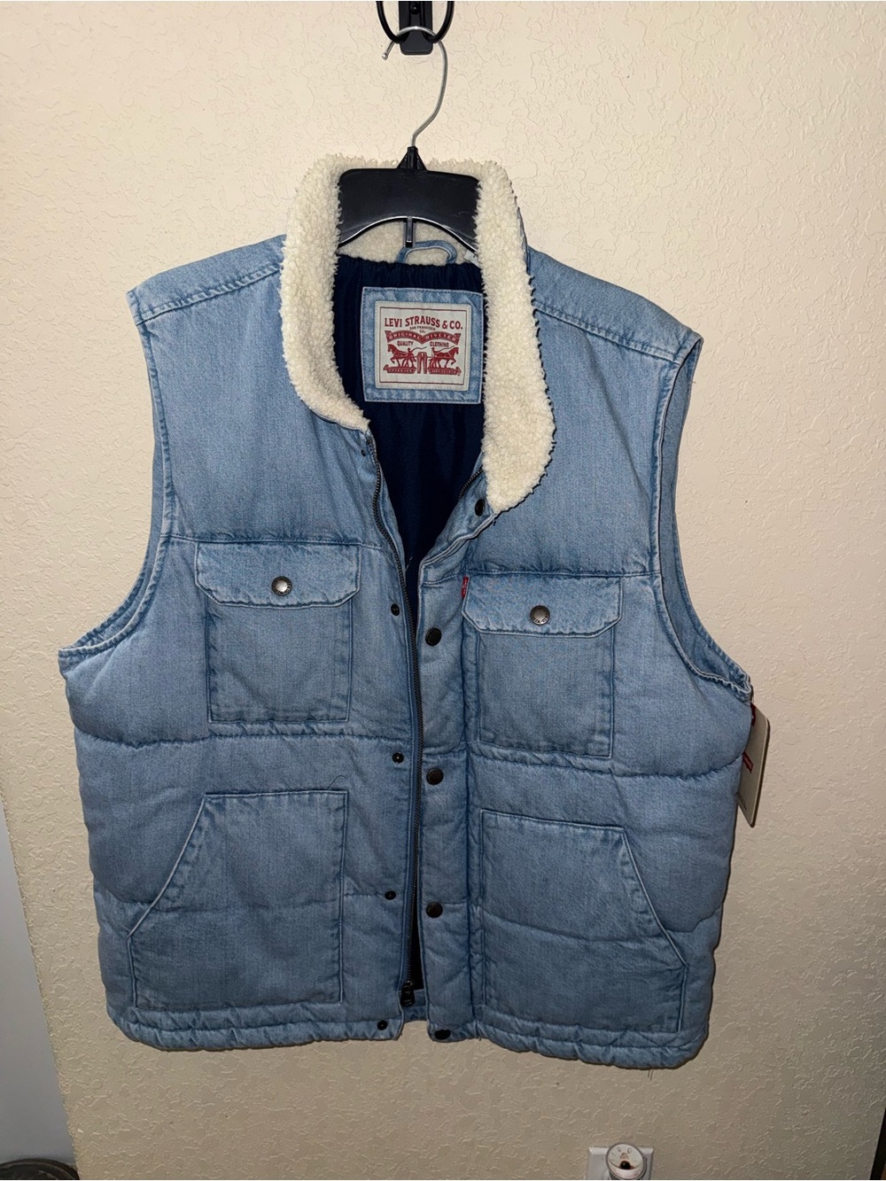 Men’s Levi's Light Blue Sherpa-Lined Denim Puffer Vest